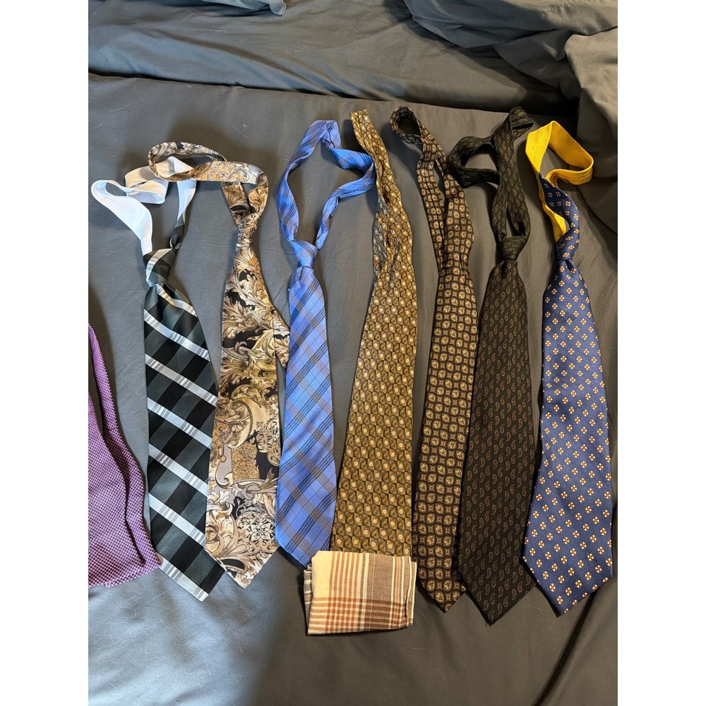 Mens Silk Tie Lot 8pc Polo Ralph Lauren Tommy Hilfiger Paisley Plaid Geometric